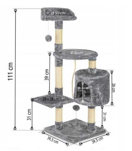 Kratzbaum/Ruheplatz für Katzen Misty 111cm DR-266